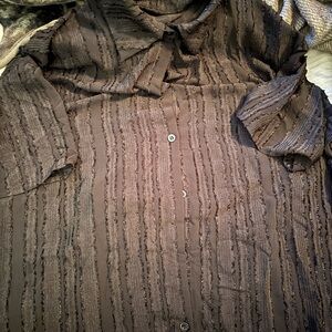 Verdusa Sheer Textured Oversized Shirt